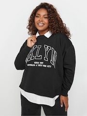 Yours Curve Black BKLYN 2-In-1 Sweatshirt - Image 1 of 5