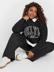 Yours Curve Black BKLYN 2-In-1 Sweatshirt - Image 2 of 5