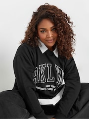 Yours Curve Black BKLYN 2-In-1 Sweatshirt - Image 4 of 5