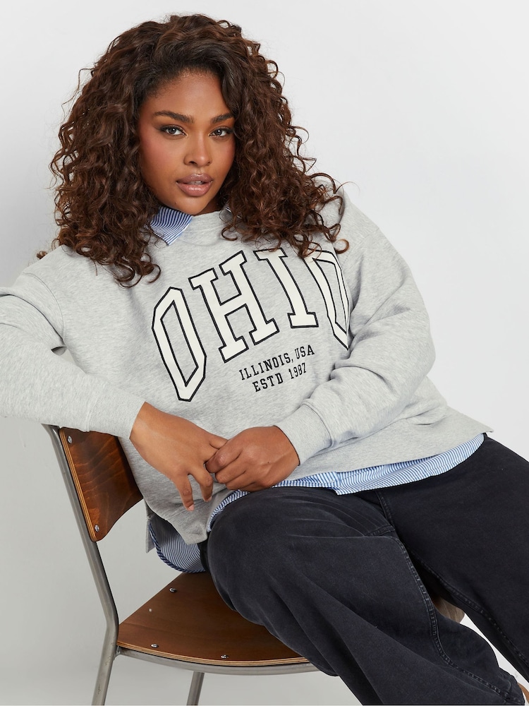 Yours Curve Grey Ohio 2-In-1 Sweatshirt - Image 1 of 5