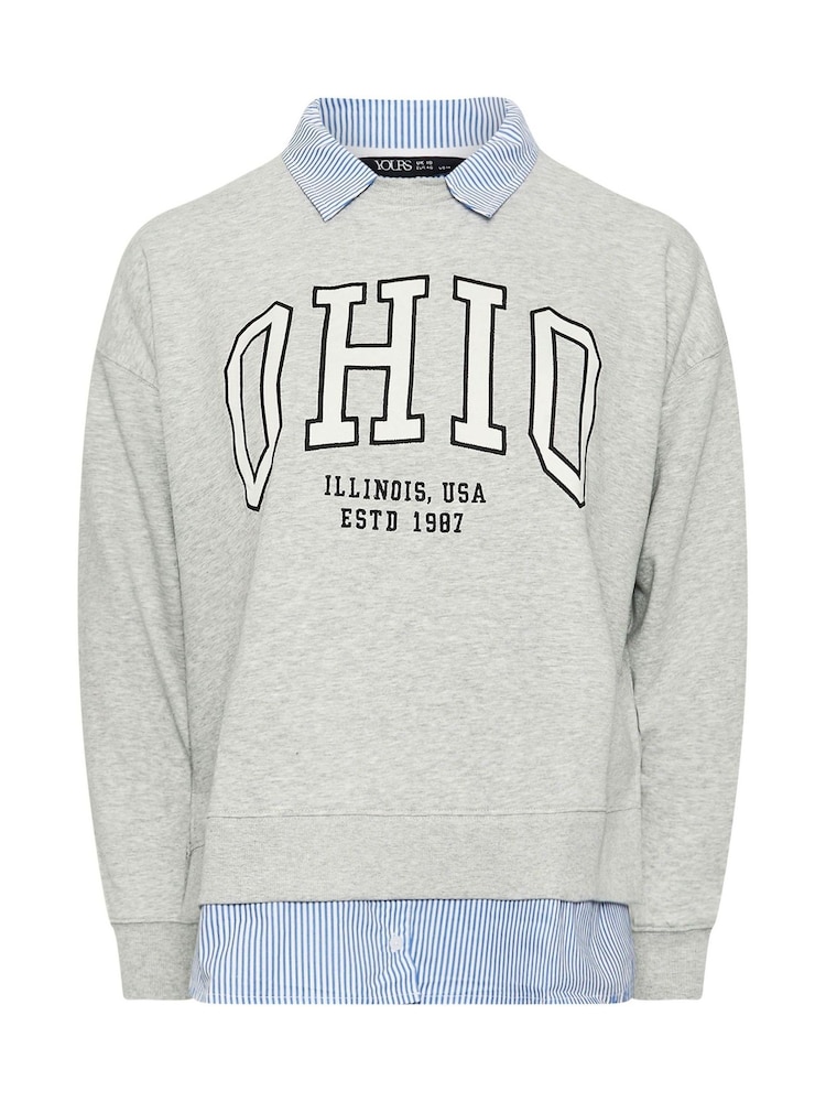 Yours Curve Grey Ohio 2-In-1 Sweatshirt - Image 5 of 5