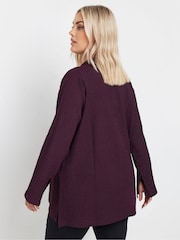 Yours Curve Purple Diamante Button Textured Shirt - Image 3 of 5
