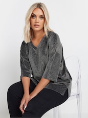 Yours Curve Silver Brillo Throw On Top - Image 1 of 5