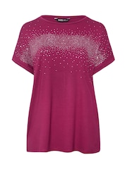 Yours Curve Pink Hot Fix Grown On T-Shirt - Image 5 of 5