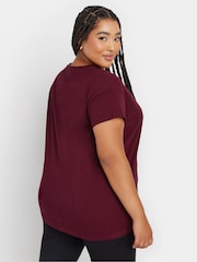 Yours Curve Red Stud Floral 100% Cotton T-Shirt - Image 4 of 5
