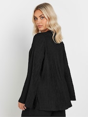Yours Curve Black Plisse Flute Sleeve Co-Ord T-Shirt - Image 3 of 5