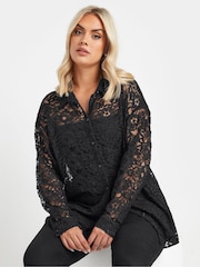 Yours Curve Black Lace Shirt - Image 1 of 5