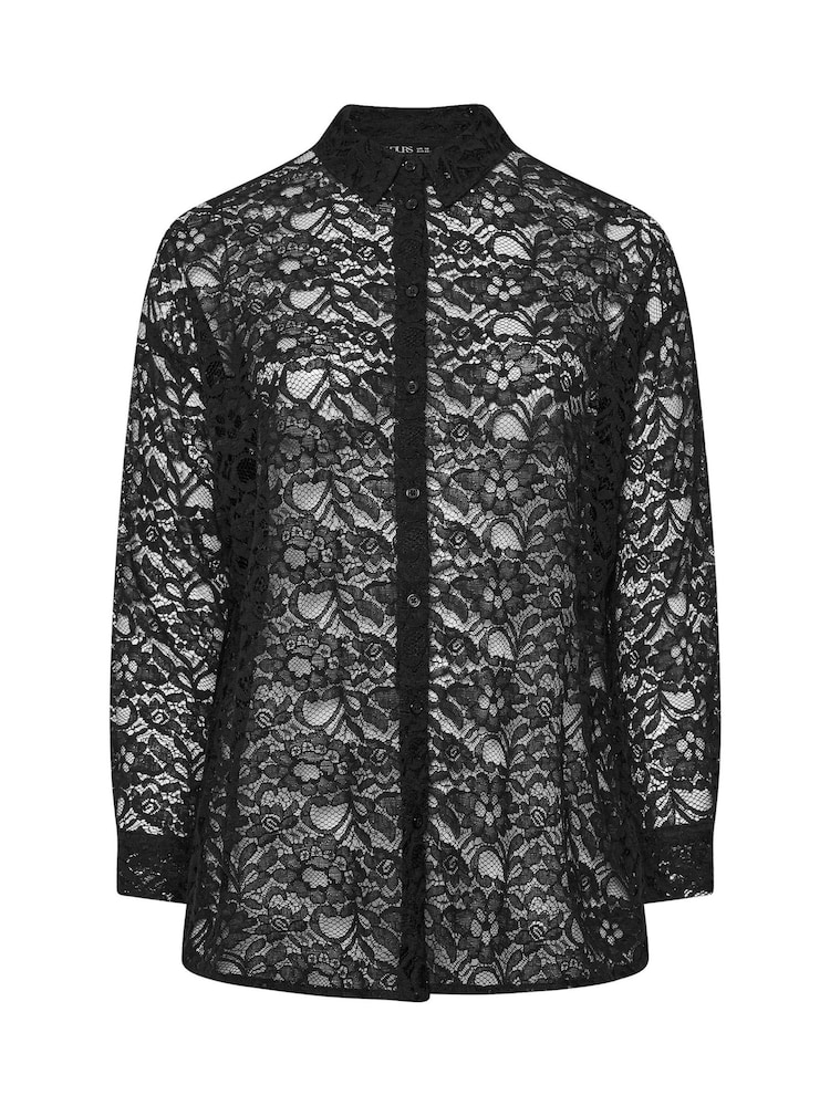 Yours Curve Black Lace Shirt - Image 5 of 5