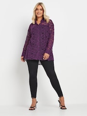 Yours Curve Purple Lace Shirt - Image 2 of 5