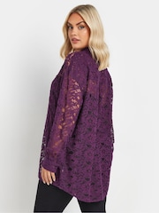 Yours Curve Purple Lace Shirt - Image 3 of 5