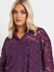 Yours Curve Purple Lace Shirt - Image 4 of 5