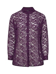 Yours Curve Purple Lace Shirt - Image 5 of 5