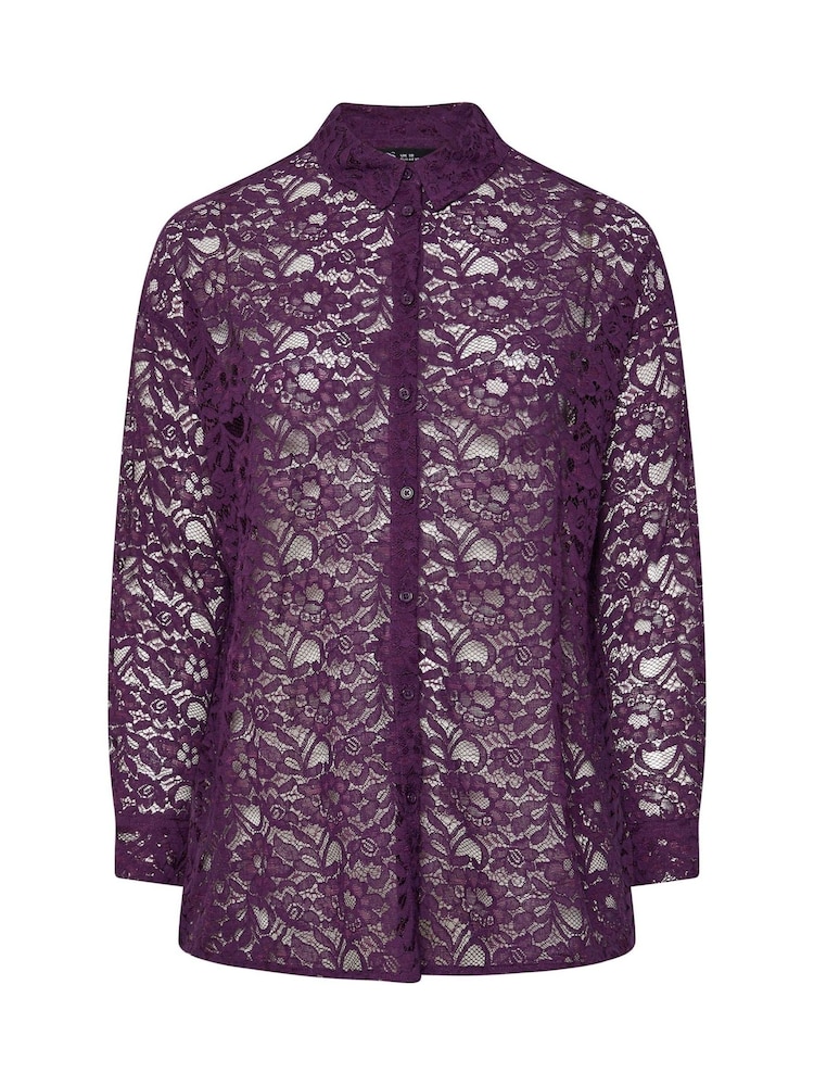 Yours Curve Purple Lace Shirt - Image 5 of 5