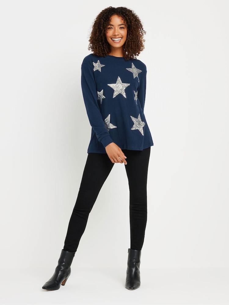 M&Co Blue Sequin Star Top - Image 2 of 5