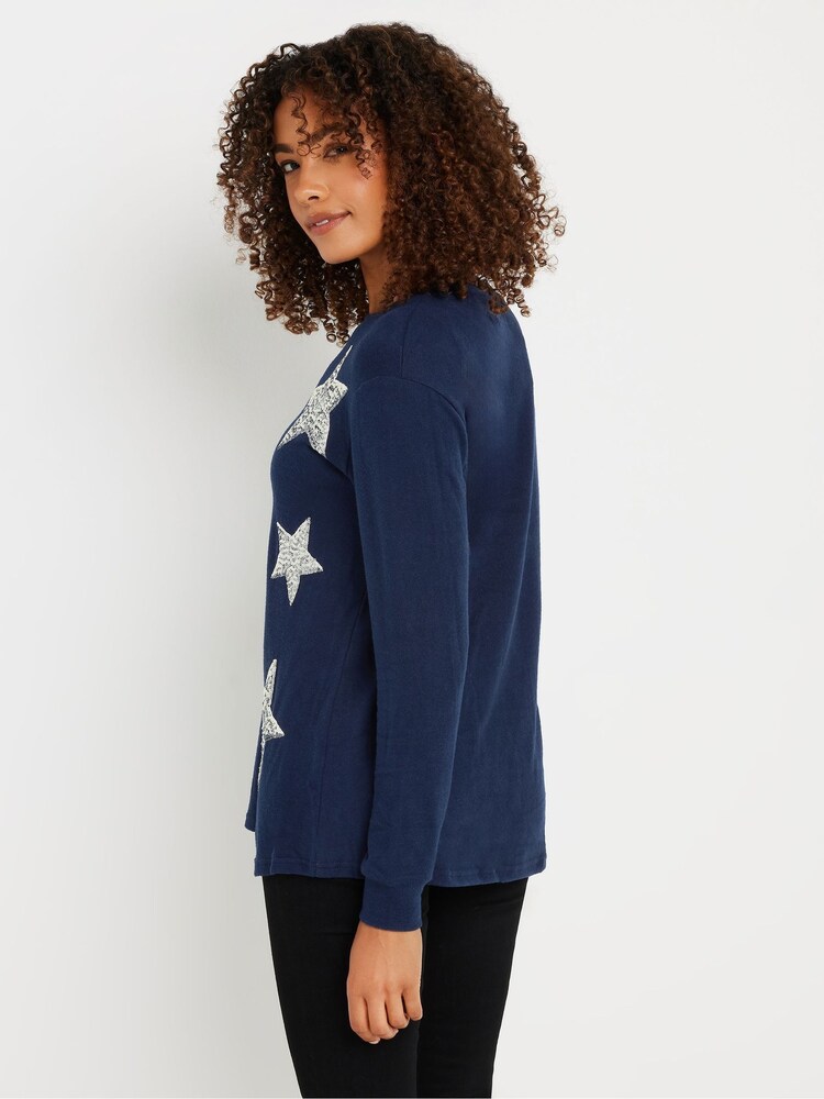 Buy M&Co Blue Sequin Star Top from Next Oman
