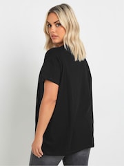 Yours Curve Black Stud Floral 100% Cotton T-Shirt - Image 4 of 5