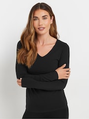 Long Tall Sally Black Thermal Heat Long Sleeve Top - Image 1 of 5