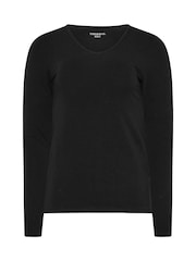 Long Tall Sally Black Thermal Heat Long Sleeve Top - Image 5 of 5