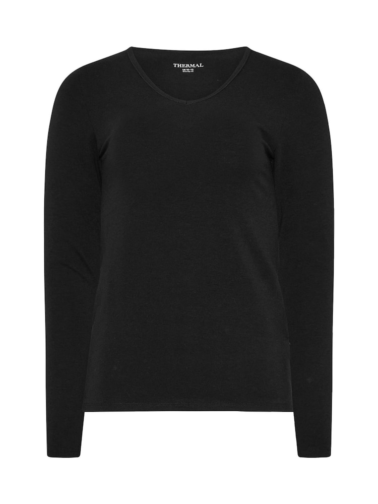 Long Tall Sally Black Thermal Heat Long Sleeve Top - Image 5 of 5