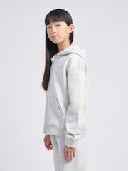 New Balance Grey Small Girls Brush Back Logo Zip Hoodie - Image 2 of 8