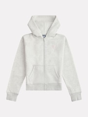 New Balance Grey Small Girls Brush Back Logo Zip Hoodie - Image 6 of 8