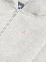 New Balance Grey Small Girls Brush Back Logo Zip Hoodie - Image 8 of 8