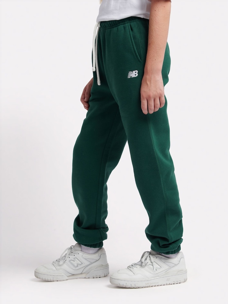 New Balance Green Girls Small Brush Back Logo Joggers - Image 2 of 5