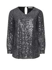 Silber - Yours Curve London Sequin V-Neck Long Sleeve Top - Bild 5 von 5