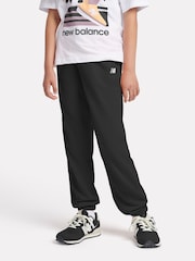 New Balance Black Girls Small Brush Back Logo Joggers - Image 1 of 8