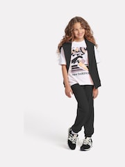 New Balance Black Girls Small Brush Back Logo Joggers - Image 5 of 8