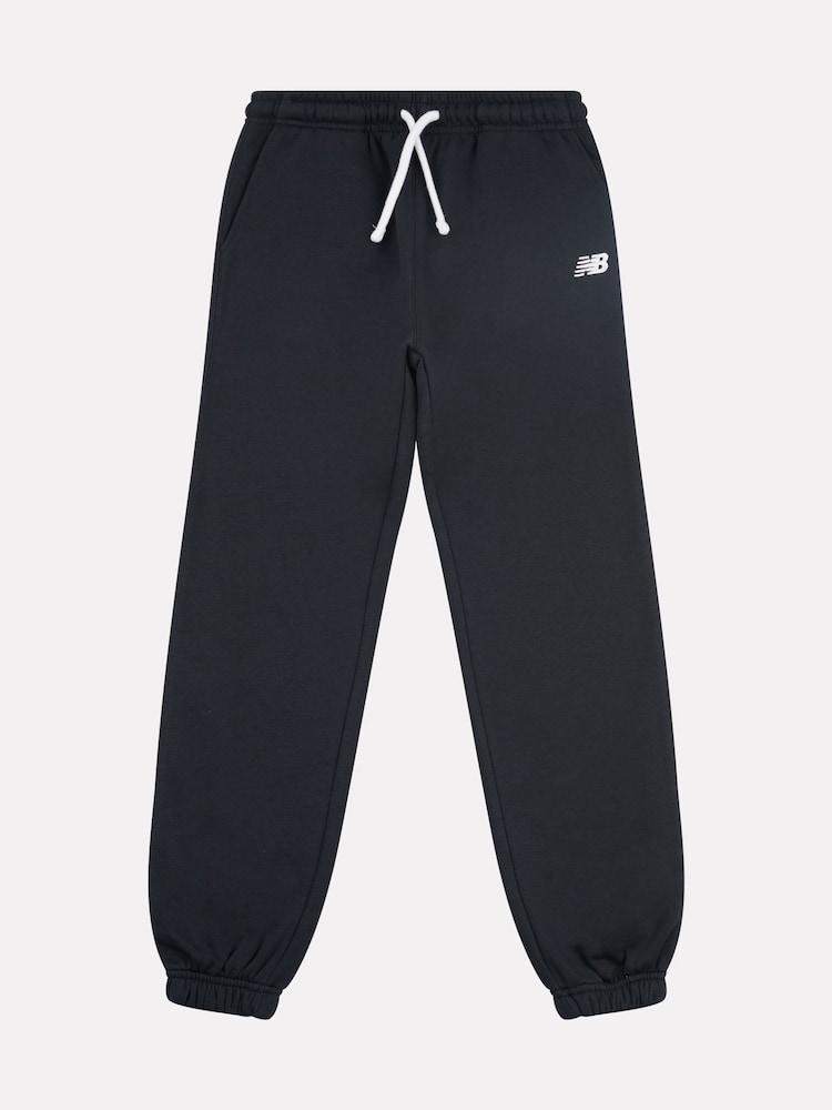 New Balance Black Girls Small Brush Back Logo Joggers - Image 6 of 8