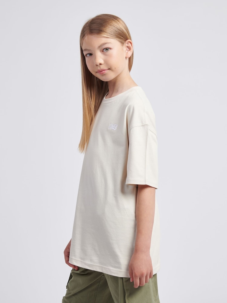 New Balance Pearl White Small Girls Logo 100% Cotton T-Shirt - Image 2 of 8