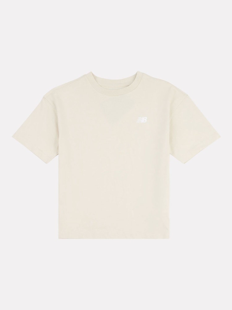 New Balance Pearl White Small Girls Logo 100% Cotton T-Shirt - Image 6 of 8
