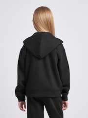 New Balance Black Small Girls Brush Back Logo Zip Hoodie - Image 3 of 7