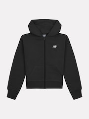 New Balance Black Small Girls Brush Back Logo Zip Hoodie - Image 5 of 7