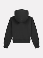 New Balance Black Small Girls Brush Back Logo Zip Hoodie - Image 6 of 7