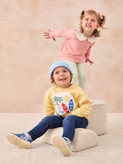 JoJo Maman Bébé Yellow Surf 100% Cotton Appliqué Sweatshirt - Image 8 of 8