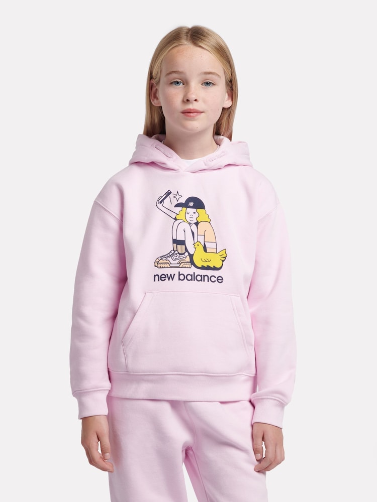 New Balance Pink Girls Selfie Graphic Hoodie - Image 1 of 1 New Balance Pink Girls Selfie Graphic Hoodie - Image 1 of 1