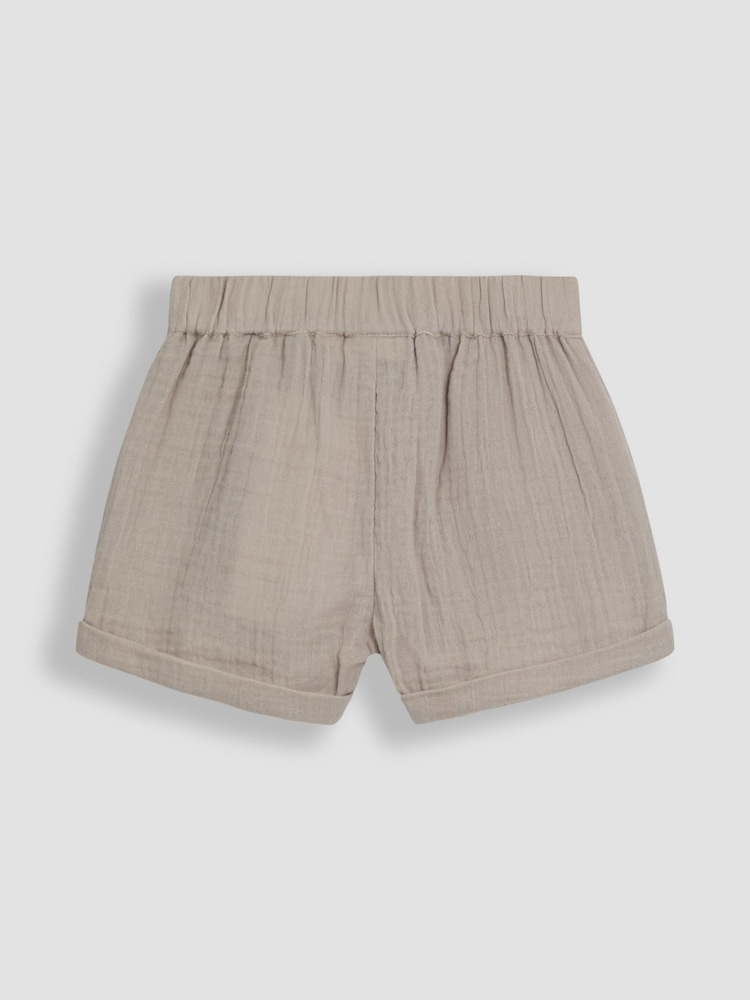 JoJo Maman Bébé Natural Stone & Khaki Green 2-Pack Cheesecloth Shorts - Image 5 of 5