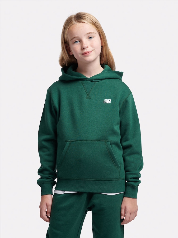 New Balance Green Small Girls Brush Back Logo Hoodie - Image 1 of 5
