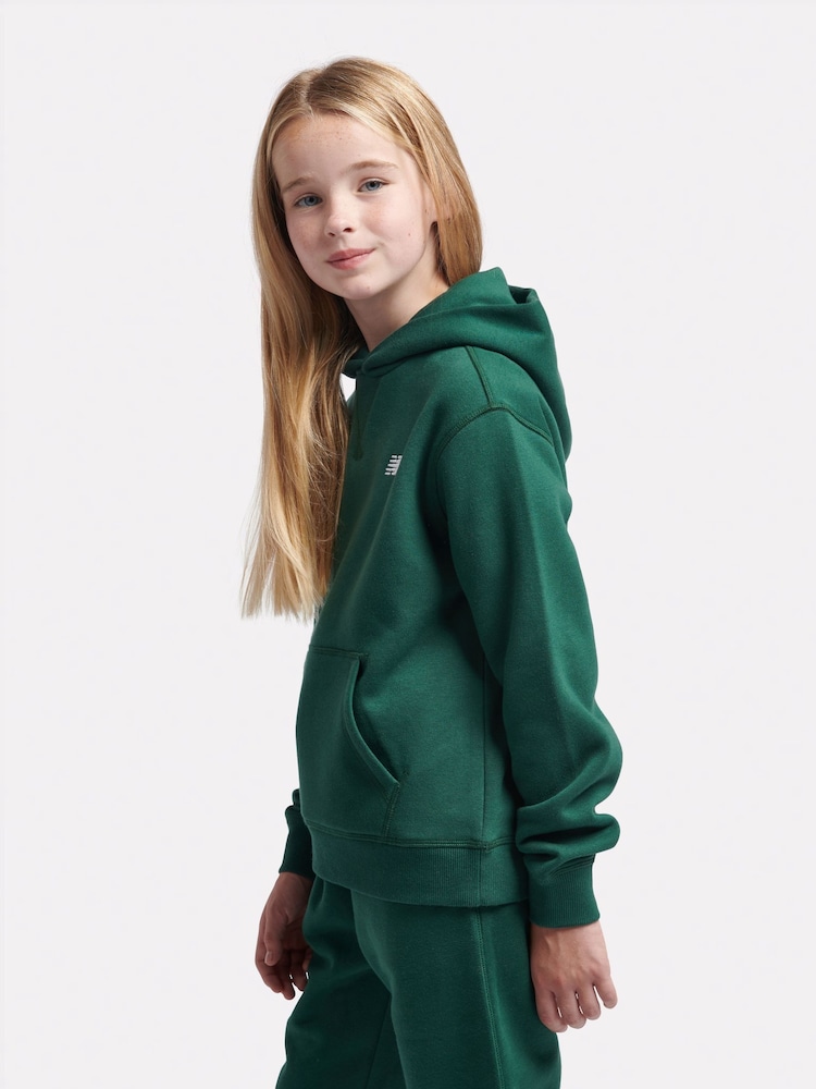 New Balance Green Small Girls Brush Back Logo Hoodie - Image 2 of 5