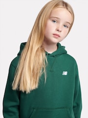 New Balance Green Small Girls Brush Back Logo Hoodie - Image 4 of 5