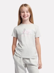 New Balance Grey Girls 100% Cotton Dog Walker Graphic T-Shirt - Image 1 of 9