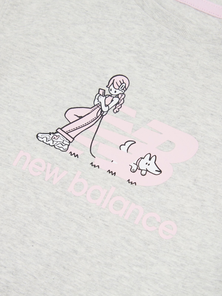 New Balance Grey Girls 100% Cotton Dog Walker Graphic T-Shirt - Image 9 of 9