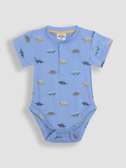 JoJo Maman Bébé Blue & Natural Short Sleeve Bodysuits 2-Pack - Image 2 of 7