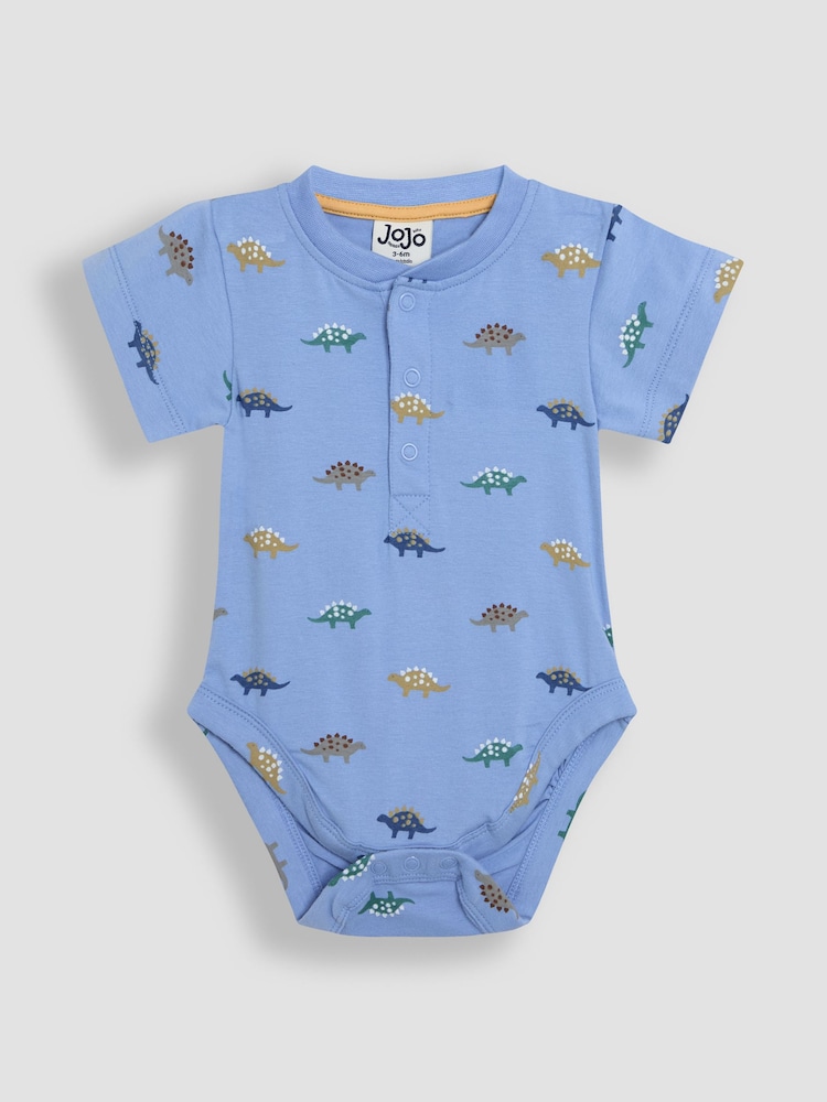 JoJo Maman Bébé Blue & Natural Short Sleeve Bodysuits 2-Pack - Image 2 of 7