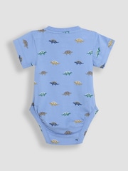 JoJo Maman Bébé Blue & Natural Short Sleeve Bodysuits 2-Pack - Image 3 of 7