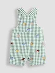 JoJo Maman Bébé Sage Green Dino Embroidered Gingham Dungarees - Image 2 of 3