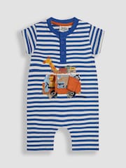 JoJo Maman Bébé Cobalt Blue Safari 2-Piece Appliqué Romper & Hat Set - Image 3 of 5