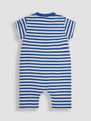JoJo Maman Bébé Cobalt Blue Safari 2-Piece Appliqué Romper & Hat Set - Image 4 of 5